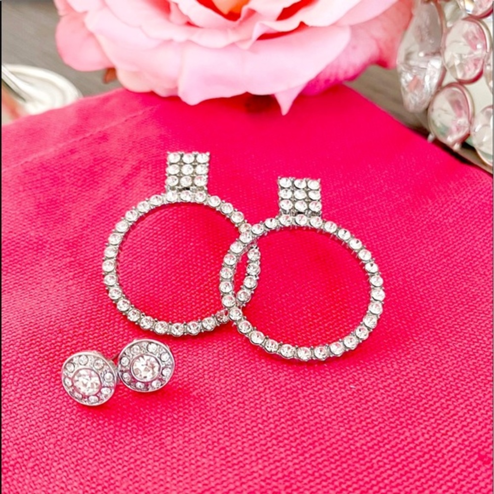 2 PAIRS Crystal Drop Earrings